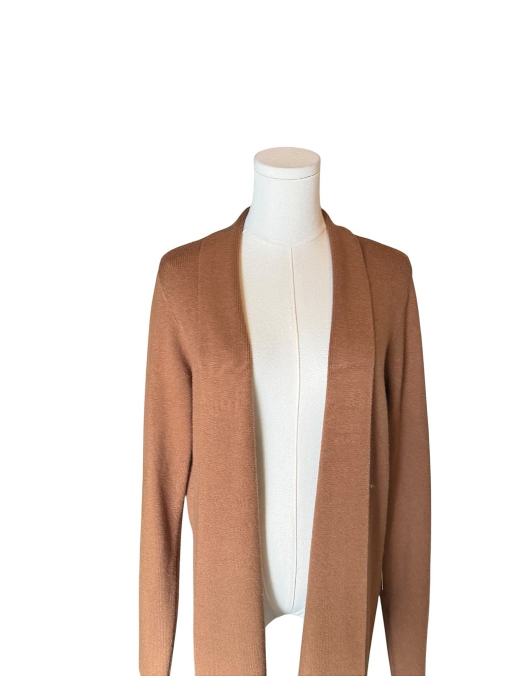 Cyrus - NWT Long Open Front Duster Cardigan Sweater Tobacco Brown Sz L - Picture 3 of 8